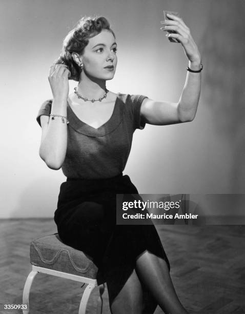 British actress Pauline Stroud in a London Films studio portrait to promote her new film 'Lady Godiva Rides Again'. Original Publication: Picture...