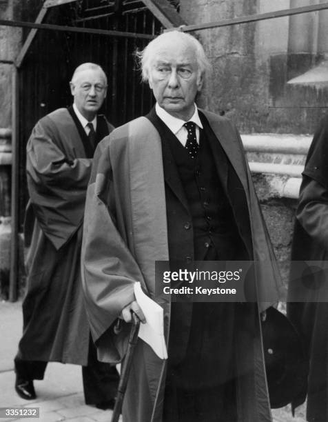 Dr Theodor Heuss , former president of the Federal German Republic, leaves the Sheldonian Theatre, Oxford, after receiving an honorary Civil Law...