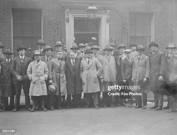 Members of an Australian national rugby team outside Number Ten Downing Street during a visit to British prime minister, Ramsay MacDonald.