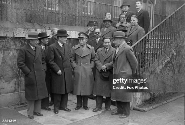 Burmese delegates, who are in London for talks on Burma's independence, meeting with the British Prime Minister Clement Attlee and members of the...