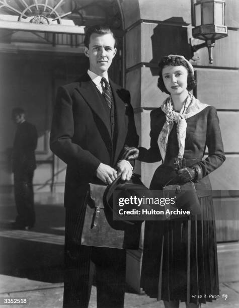 Michael Denison as Robert Blair and Dulcie Gray as Marion Sharpe from the British film, 'The Franchise Afair', directed by Lawrence Huntington.
