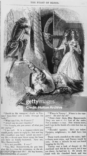 Vampire hunters from 'Varney the Vampire' or 'The Feast of Blood', a penny dreadful by Edward Lloyd.