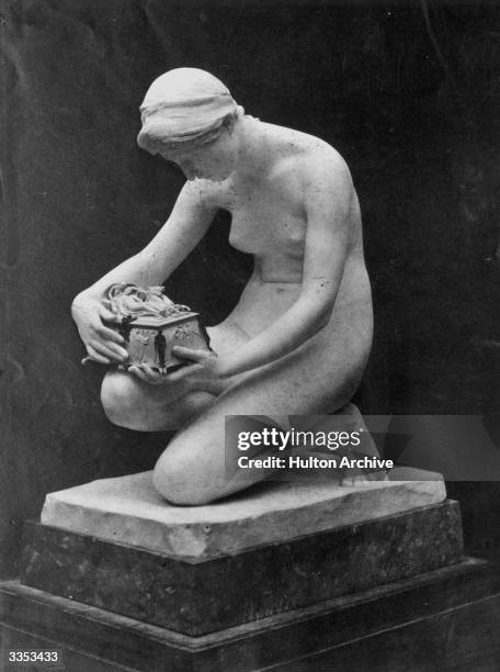 Sculpture of Pandora by the English sculptor Harry Bates. According to Greek mythology Pandora was the first woman on earth, created by the god...