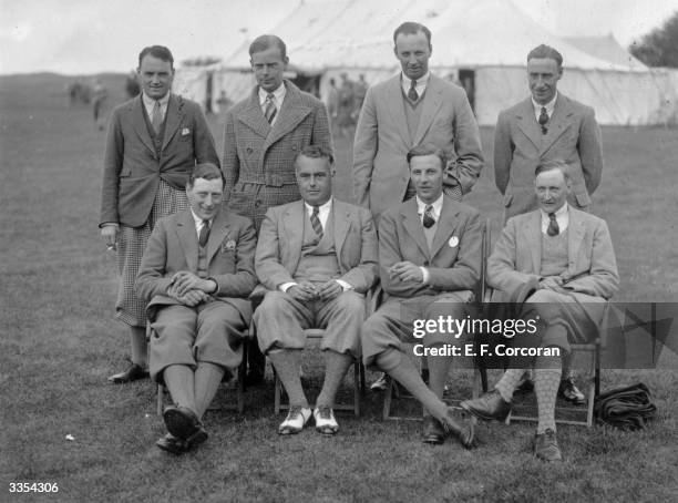 Great Britain Golf Team. Left to right W Campbell, Rex Hartley, J A Stout, J N Smith T A Torrance, C J H Tolley, R H Wethered and Sir E Holderness.