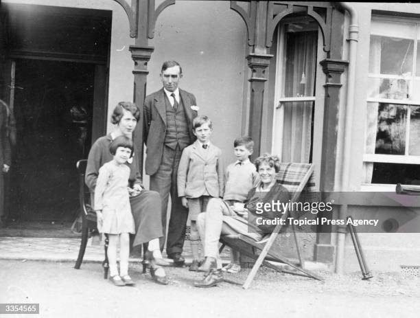 American aviation pioneer Amelia Earhart , in Culmore near Derry city, with the Gallagher family in whose field she landed after becoming the first...