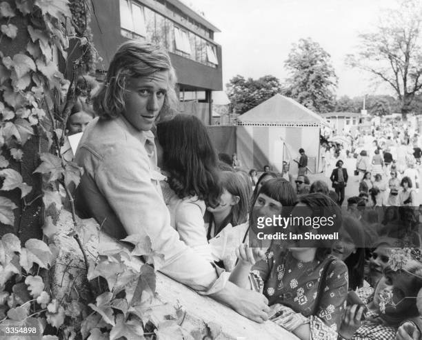 Young fans of Swedish tennis player Bjorn Borg at Wimbledon in London.