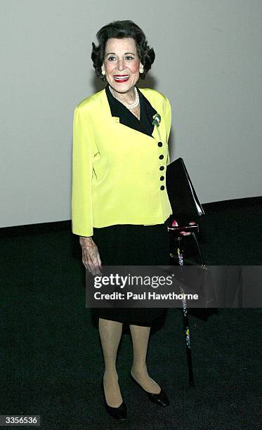 Kitty Carlisle Hart attends "What Fresh Hell is This" an evening of Dorothy Parker readings at the Tribeca Rooftop April 13, 2004 in New York City.