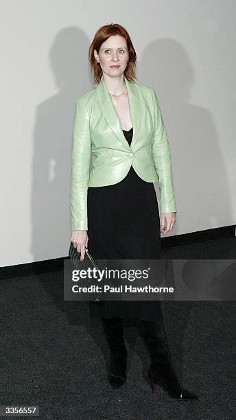Cynthia Nixon attends "What Fresh Hell is This" an evening of Dorothy Parker readings at the Tribeca Rooftop April 13, 2004 in New York City.
