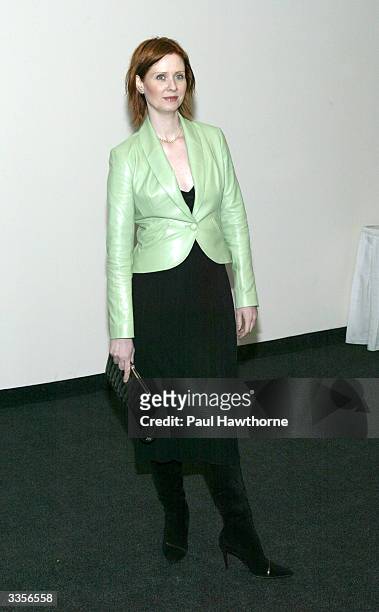 Cynthia Nixon attends "What Fresh Hell is This" an evening of Dorothy Parker readings at the Tribeca Rooftop April 13, 2004 in New York City.