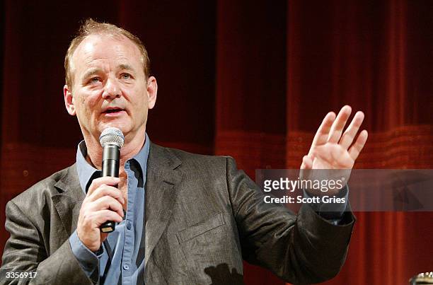 Actor Bill Murray during a talk with film critic Elvis Mitchell following the simultaneous screenings of four of Mr. Murray's films: Quick Change,...