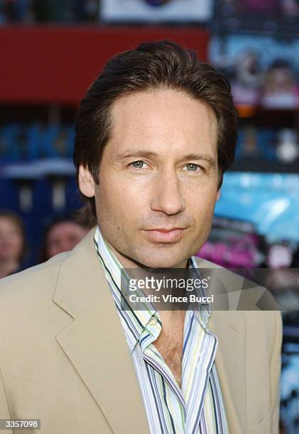 Actor David Duchovny attends the world premiere of the film "Connie and Carla" at the Universal Studios Cinema April 13, 2004 in Universal City,...