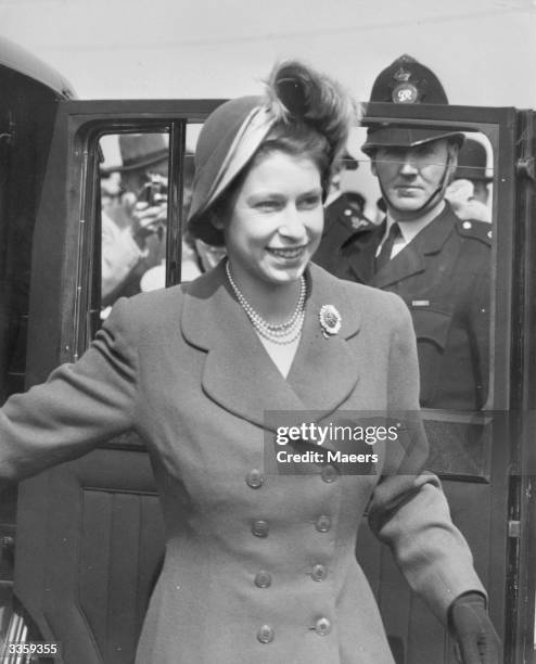 Princess Elizabeth arriving at Cheltenham racecourse to watch the Queen's horse, Chaser Manicou compete in the Cheltenham Gold Cup.