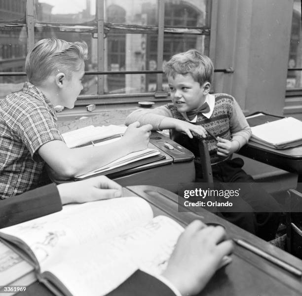 Young television star Glenn Walken at the Professional Children's School for children in theatrical work.