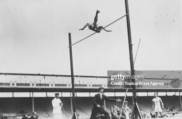 Pole Vault competiton in progress which was won by Edward Cooke of the USA at the 1908 London Olympics.