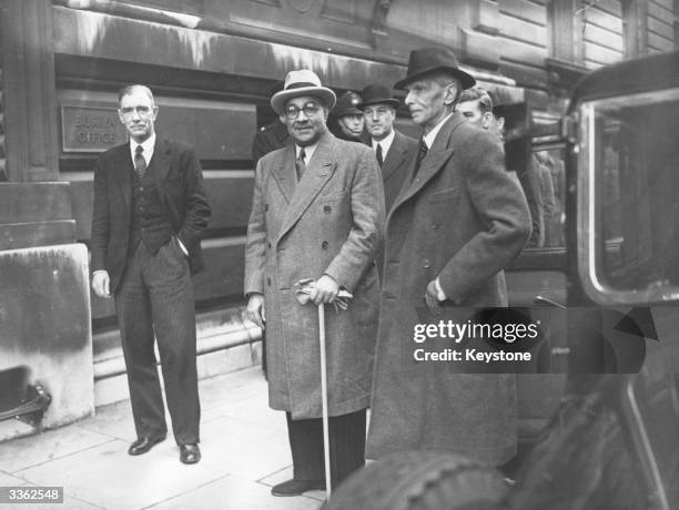 Pakistani leaders Liaquat Ali Khan and Muhammad Ali Jinnah visiting the India Office in London.