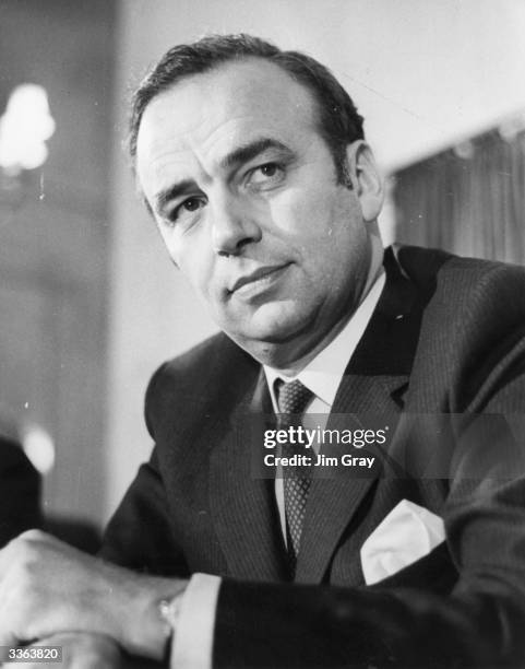 Australian press baron Rupert Murdoch gives a press conference at the Great Eastern Hotel in Liverpool Street, London, to report on his proposed...