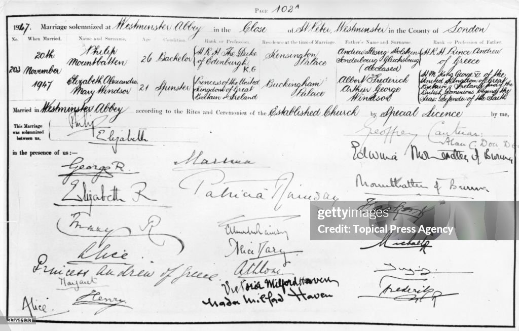 Royal Marriage Certificate