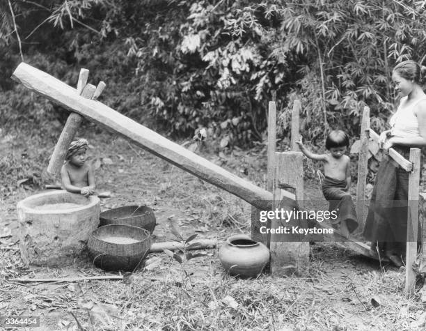 Home made rice mill in Indonesia.