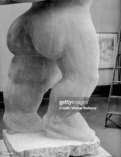 Detail from the sculpture 'Adam', by American-born British sculptor Jacob Epstein .