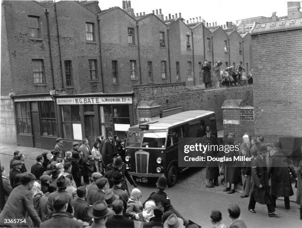 John Christie leaving court in a police van after the trial accusing him of his wife's murder at 10 Rillington Place. He was later convicted of six...