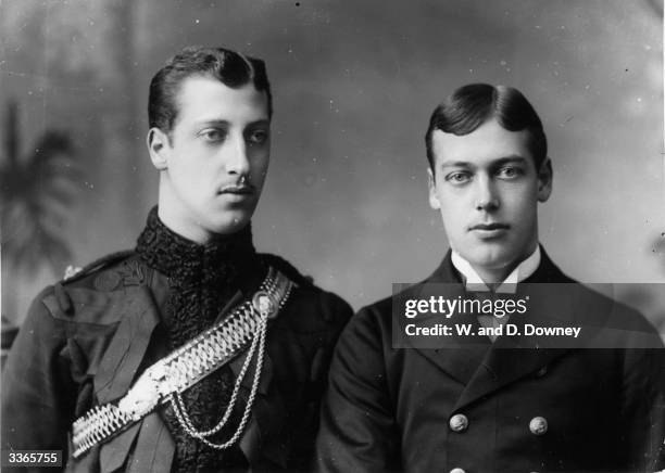Young King George V with elder brother Albert Victor, Duke Of Clarence. After Albert's death George married his brother's fiancee and became second...