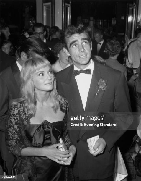 Film stars Sean Connery and Diane Cilento at a premiere of 'Sleeping Beauty'.