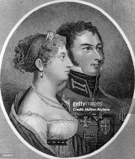 Princess Charlotte Augusta of Britain , daughter of King George IV, and her husband Prince Leopold of Saxe-Coburg, the future King Leopold I of...