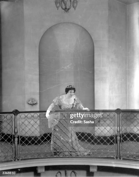 English actress Mary Clare on stage during a performance of 'Cavalcade' at Drury Lane Theatre, London.