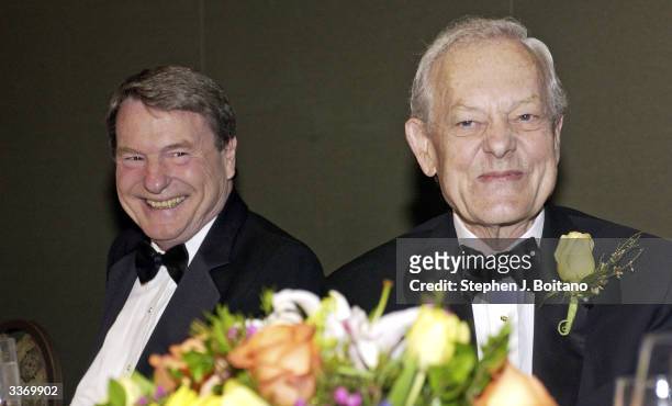 Personality Jim Lehrer and Bob Schieffer at the American News Women's Club 12th Annual Roast & Toast where Schieffer received the 2004 ANWC Helen...