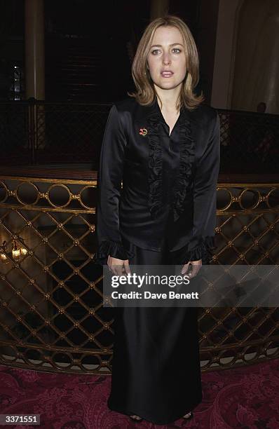 Actress, Gillian Anderson at the UK Neurofibromatosis Association 20th Anniversary Gala Concert, held at the Theatre Royal on 12th May 2002, in...