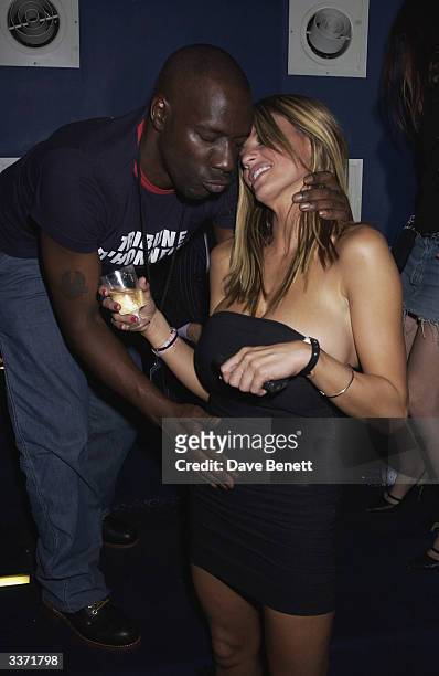 Actor, Gary Beadle with glamour model, Jordan at Craig David's post - MOBO Awards concert held at Scala on 7th February 2002, in London. .