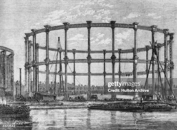 Gas holder at the Imperial Gas Company works, Bethnal Green, London.
