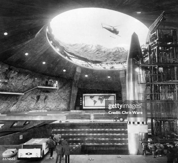 The extensive film set at Pinewood studios, London, representing the interior of a volcano owned by the criminal syndicate SPECTRE built for the...