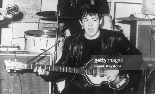 Paul McCartney on stage at the Cavern nightclub in Liverpool during the early days of British beat group The Beatles.