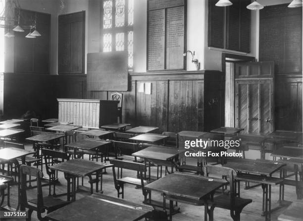 The old speech room at Harrow school in Middlesex.