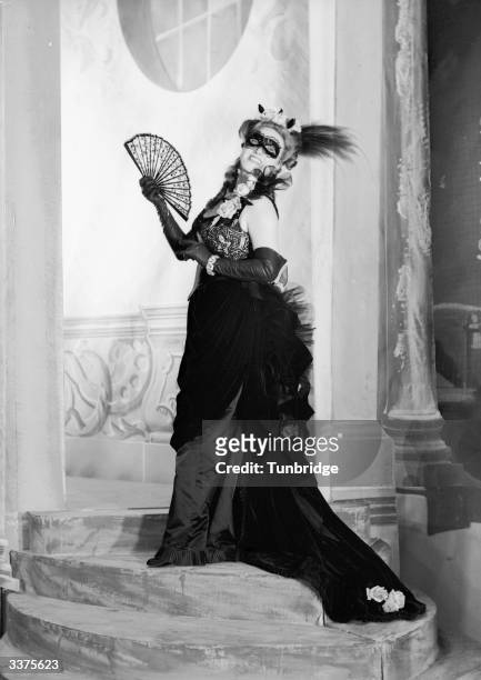 Actress and singer Ruth Naylor in costume as Rosalinda during a production of the opera, 'Gay Rosalinda' at London's Palace Theatre.