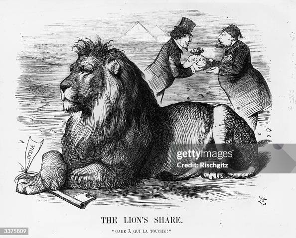 A satirical cartoon showing the British Lion having secured the... News Photo - Getty Images A satirical cartoon showing the British Lion having secured the... News Photo - Getty Images