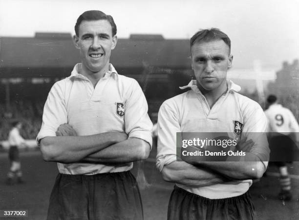 Preston North End football club players W Corbett, left, and right-half Bill Shankly , later a successful football manager.