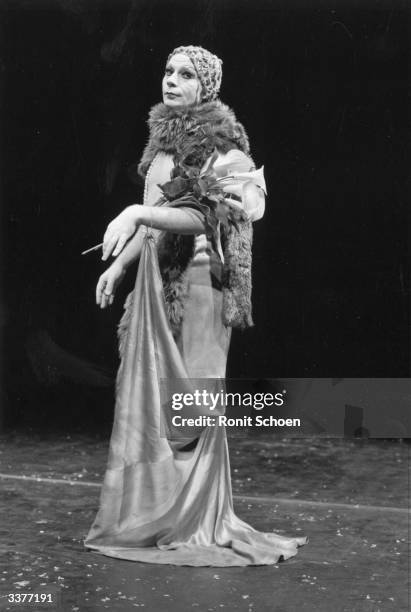 Scottish mime artist and dancer Lindsay Kemp appearing in the play 'Flowers'.