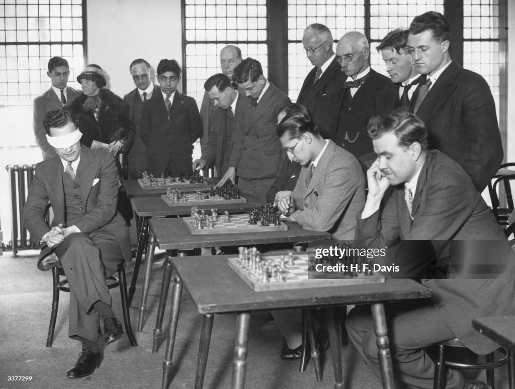 World blindfold chess champion G Koltanowski playing chess News