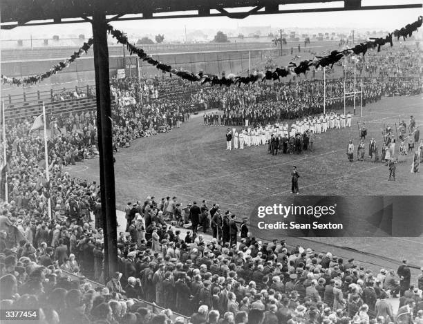 The opening ceremony of the Tailteann Games at Croke Park in Dublin. The games include the hurling championships, Ireland's national game.