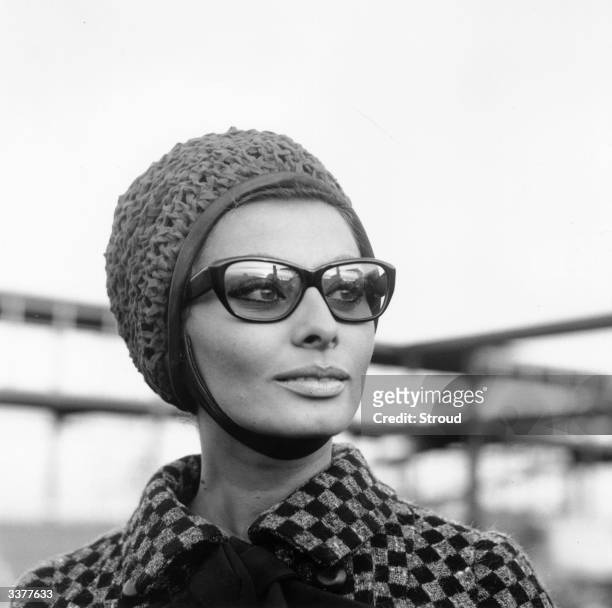 Italian film actress Sophia Loren at London Airport.