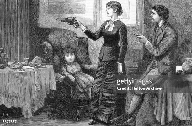 Husband teaches his wife how to use a revolver during the unrest caused by the formation of the Land League which agitated for greater right for...