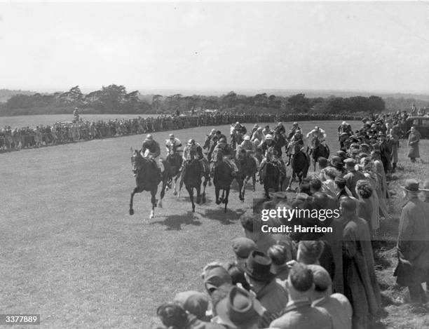 The mile post in the Derby at Epsom Downs in Surrey.