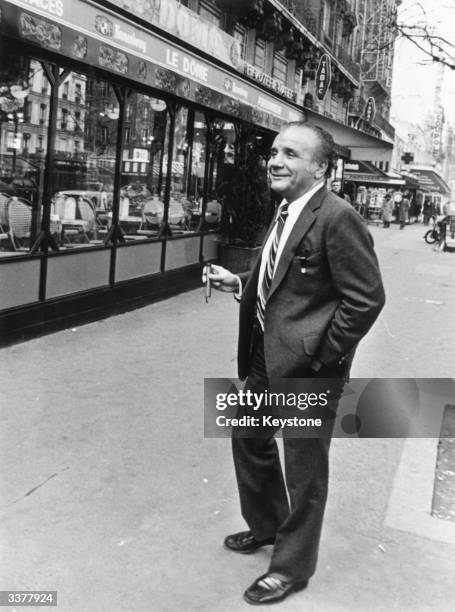 Italian-American ex-boxer Jake LaMotta, world middleweight champion from 1949 - 1951, in a Milan street during a European tour to promote his...