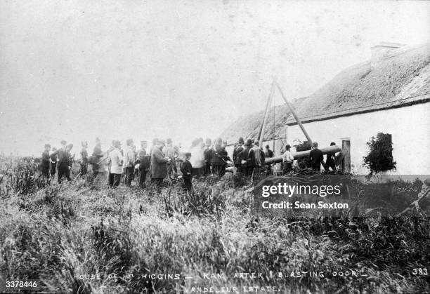 Irish tenants evicted by landlords from their smallholding for the non-payment of rent on the estate of Captain Hector Vandeleur in County Clare.