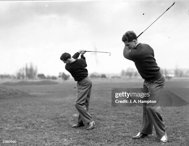 Eddie Ward of Tyrrells Wood, Leatherhead, makes a swing for 16 year old Malcolm Caines to copy.