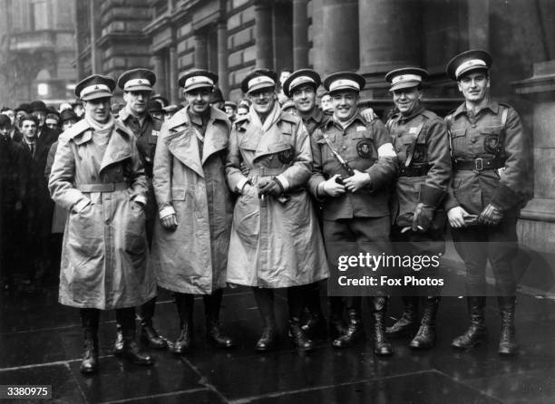 Members of a Scottish ambulance unit in Glasgow before their second visit to the Spanish Civil War.