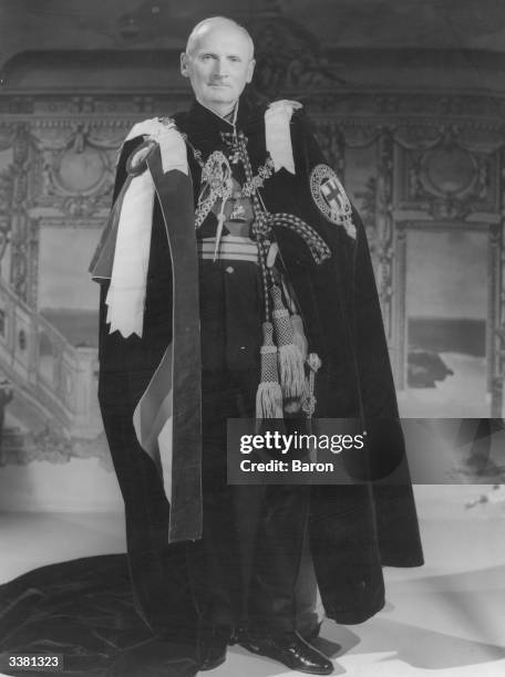 Viscount Montgomery of Alamein, Bernard L. Montgomery, , in ceremonial robes, 1953.