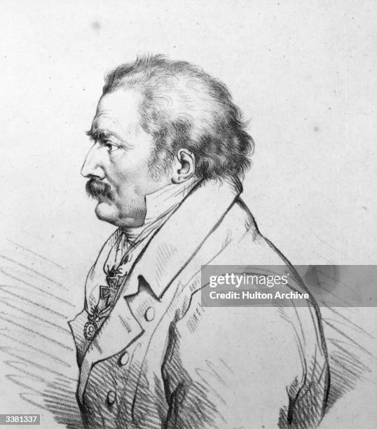 Prussian field marshal Gebhard Leberecht von Blucher . Original Artwork: Engraved by T Vendramini, after the drawing by P E Stroehling, historical...